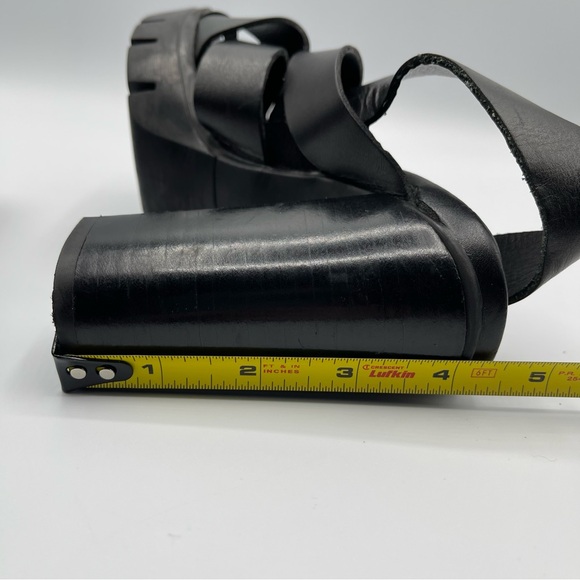 Zara Black Leather Chunky High Heel Sandals Size 6.5 - Picture 8 of 9